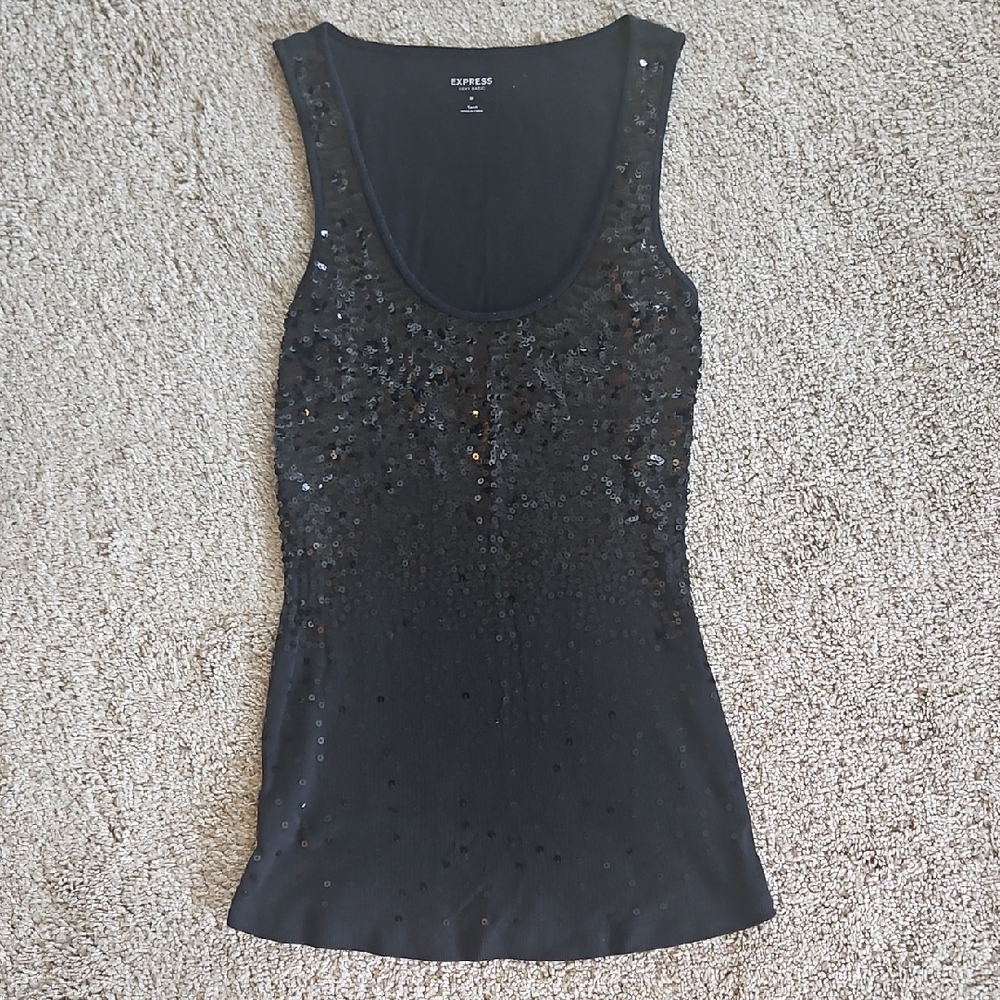 Express Black Sequin Tank Top